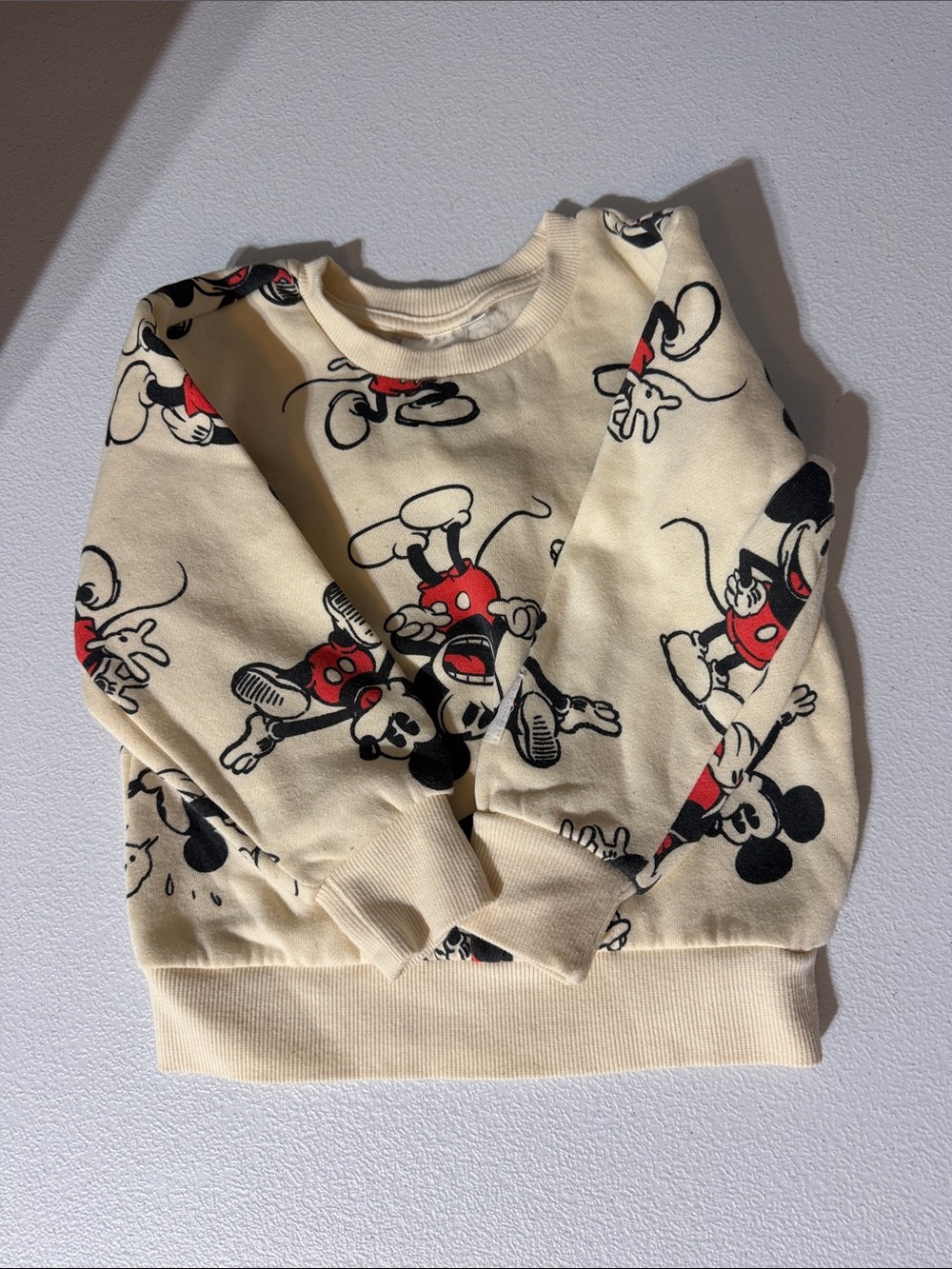 Disney Cream Sweatshirt with Black and Red Mickey Print